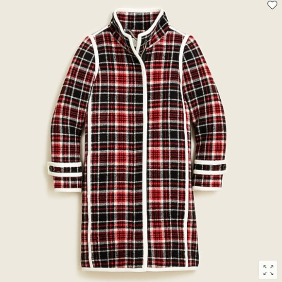 RARE J.Crew Collection car coat in winter plaid Italian stadium-cloth Size 4 - Picture 1 of 4